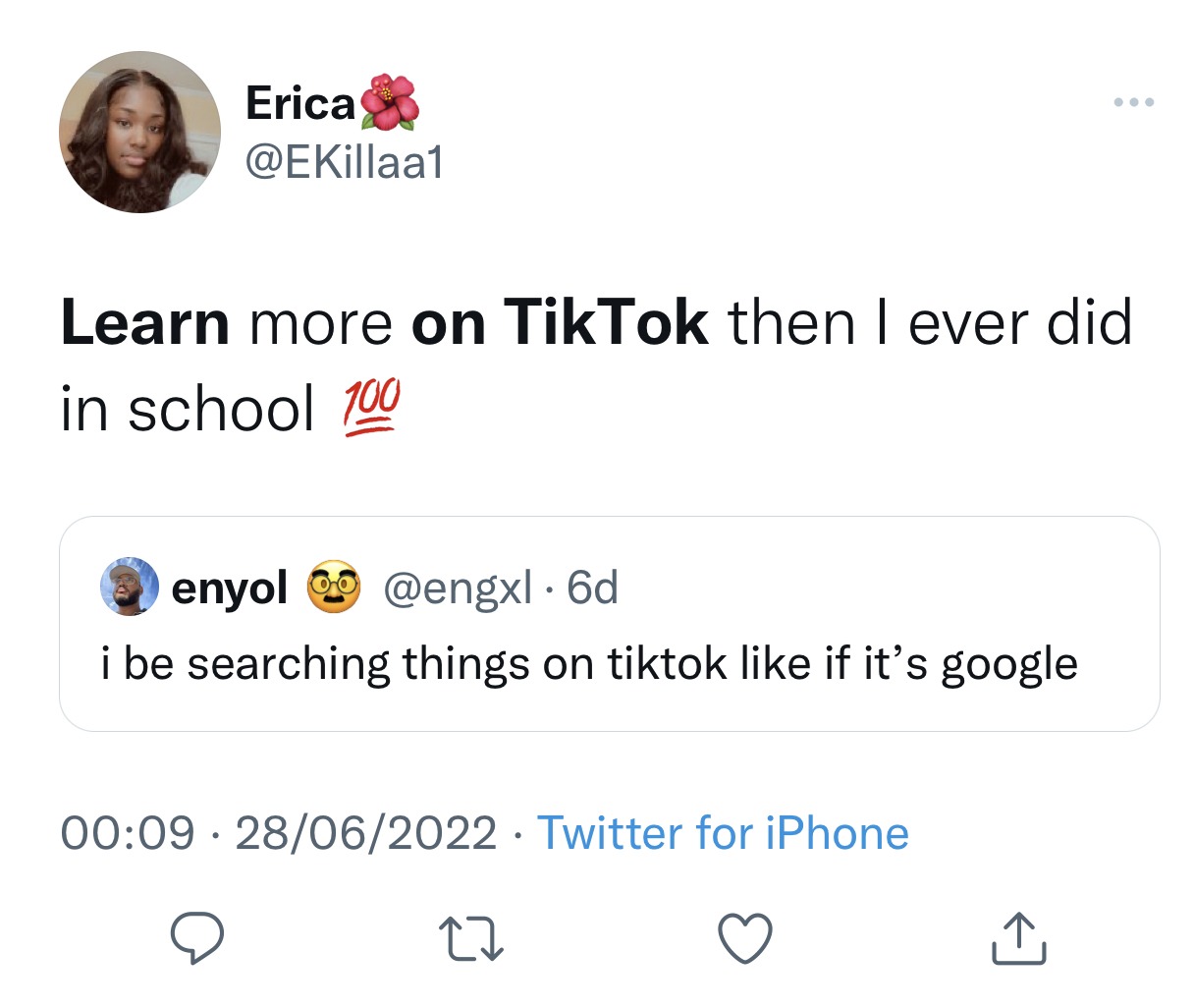 tweet - learn more on tiktok than i ever did in school